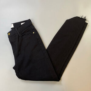 FRAME Jeans Black Film Noir Le High Skinny Women’s 27 USA Raw Tulip Hems Ankle